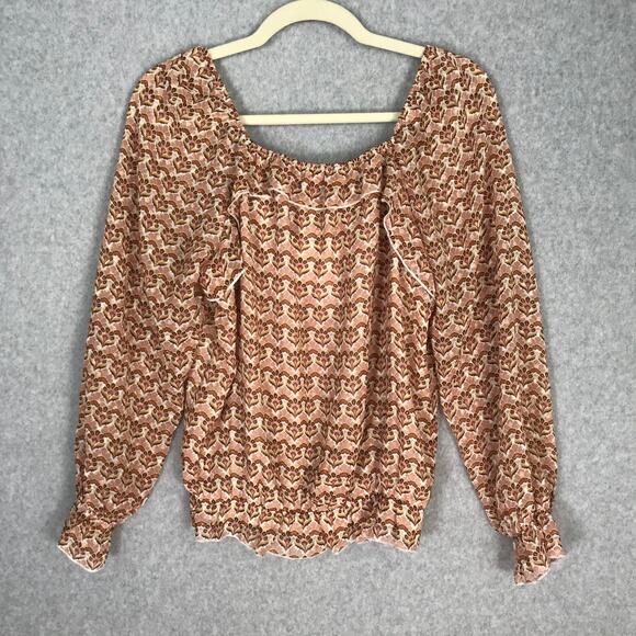 DR2 Anthropologie Blouse Womens Small Pink Ruffle Sheer Career Boho Cottage Twee - Picture 8 of 11